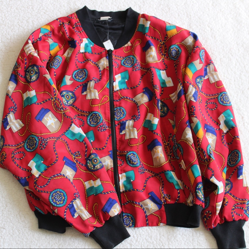 Vintage Red Patterned Women’s Jacket Size Large
